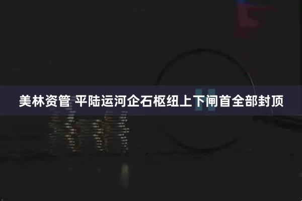 美林资管 平陆运河企石枢纽上下闸首全部封顶