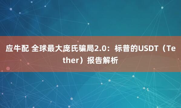 应牛配 全球最大庞氏骗局2.0：标普的USDT（Tether）报告解析