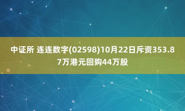 中证所 连连数字(02598)10月22日斥资353.87万港元回购44万股