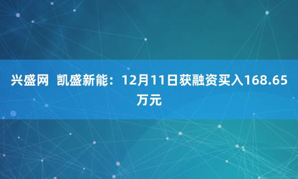 兴盛网 凯盛新能:12月11日获融资买入168.65万元