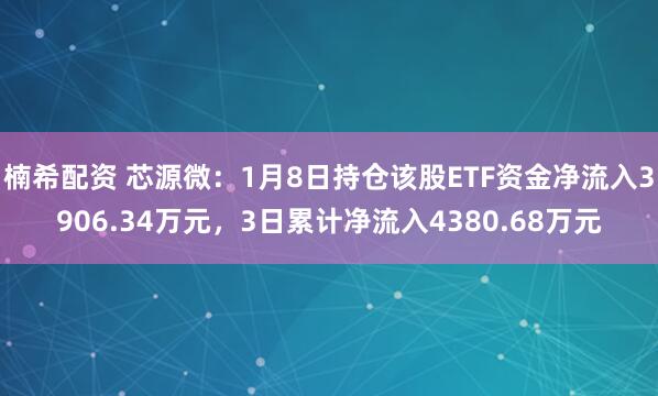 楠希配资 芯源微：1月8日持仓该股ETF资金净流入3906.34万元，3日累计净流入4380.68万元